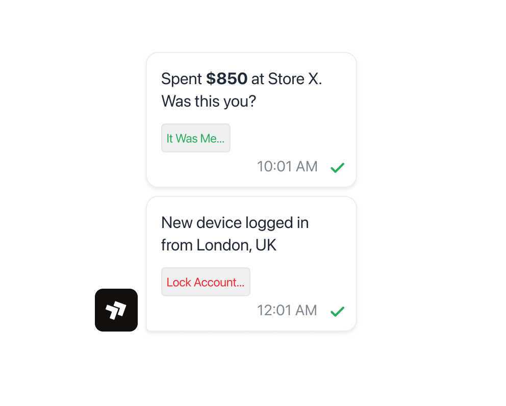 A verification code message with an expiry and a delivery status for the attempt